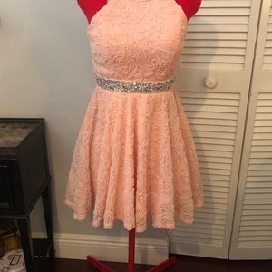 Juniors pink skater skirt sleeveless dress